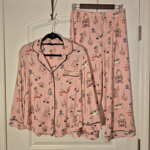 Kate Spade Womens Classic long sleeve pajamas size Small Fun print With Pockets